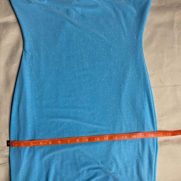 Sparkle Bandeau Blue Strapless Dress - Picture 9 of 13